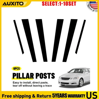 6 piezas cubiertas de poste de pilar de ventana negras brillantes para Lexus LS430 2001 2002-2006 6-60X Foto 1 de 4