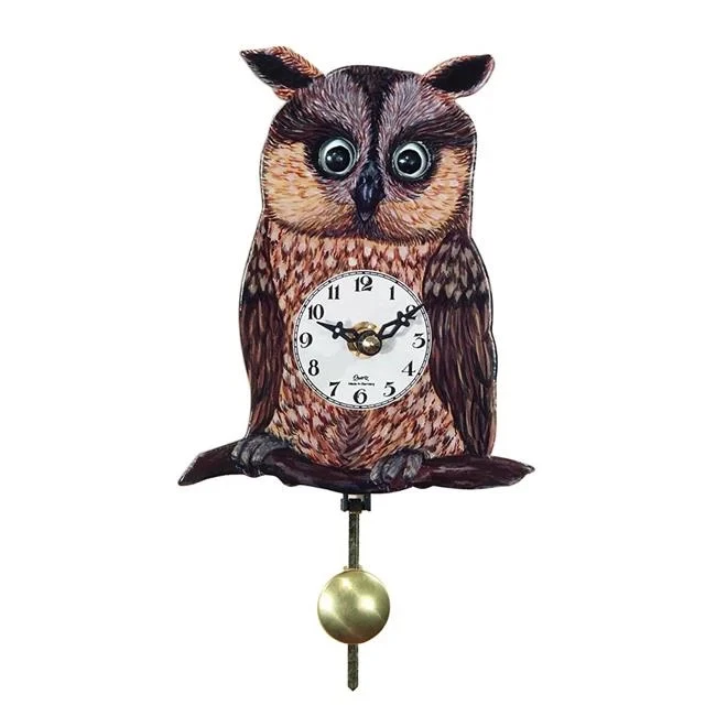 River City Cuckoo OWL-06Q Calarco the Owl - Moving Eyes Owl Clock with Pendulum