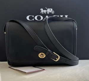 BOLSO BANDOLERA COACH VINTAGE NEGRO RIDGEFIELD 9812 EE. UU. USADO EN EXCELENTE ESTADO - Imagen 1 de 19