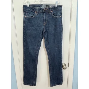 Volcom Vorto Jeans Size 30x28 Mid Rise Dark Wash Slim Straight Workwear - Picture 1 of 7