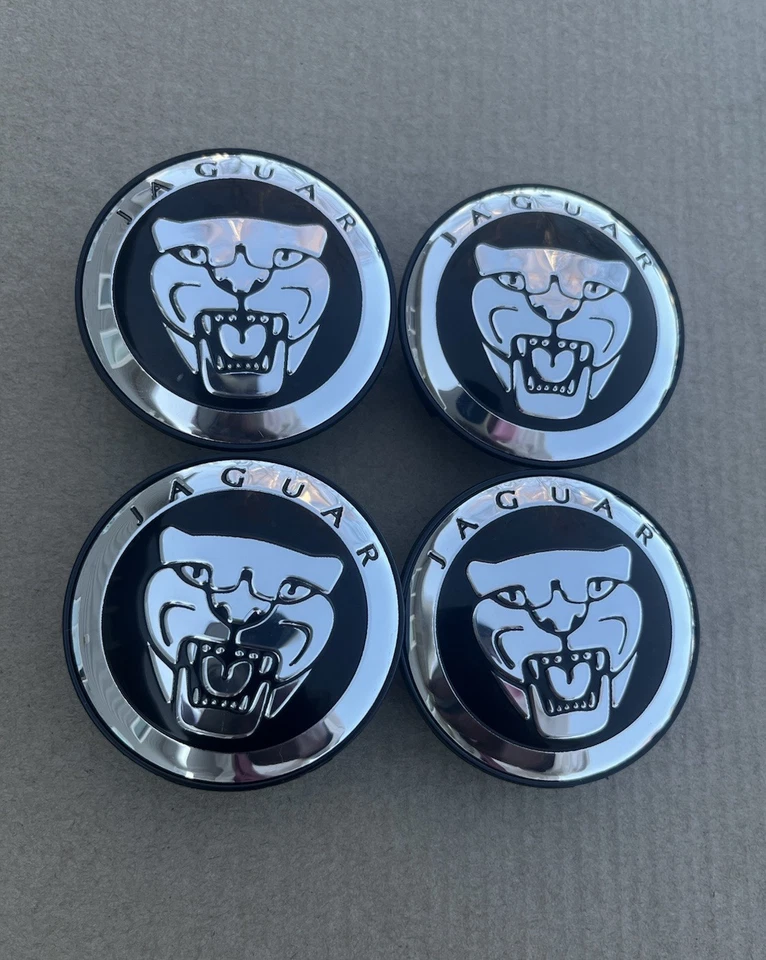 JAGUAR Juego de 4 Tapacubos Centrales Negro 59mm - - Satisfacción Garantizada Foto 1 de 4