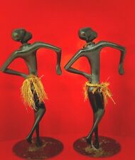 PAIR of 2 FRANZ HAGENAUER style Sculptures SOLID Bronze 9.5"  NUBIAN DANCERS