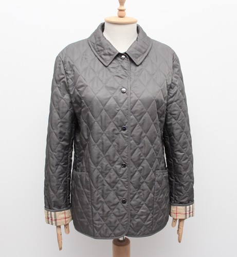 Giacca trapuntata donna BURBERRY cappotto Nova foderata a scacchi grigio taglia M