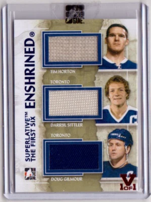 TIM HORTON SITTLER DOUG GILMOUR /13 SUPERLATIVE Enshrined Jersey # 1/1 VAULT SP - Image 1 of 2
