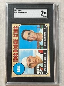 1968 Topps Johnny Bench Rookie RC / Ron Tompkins #247 Cincinnati Reds SGC 2 Good - Bild 1 von 2