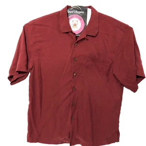 Seven Palm Silk Button Shirt Mens L Red Hawaiian cut Short sleeve - Bild 1 von 8
