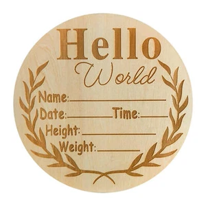 Newborn Announcement Sign Wooden Baby Arrival Sign Record Baby Information - Picture 1 of 10