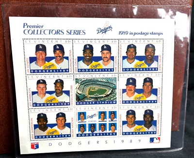 ST VINCENT MAJOR LEAGUE BASEBALL LOS ANGELES DODGERS STAMPS 1989 MNH w/COA - Image 1 of 3