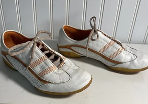 TIMBERLAND DENNA Lace Up Sneakers White Orange SIZE 7 60338 Low Profile - Picture 1 of 9