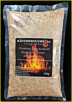 RÄUCHERFUCHS24 Räuchermehl Buche/Erle, fein gemischt mit Wacholder geschrotet 500g Ξ Gewürze ✓