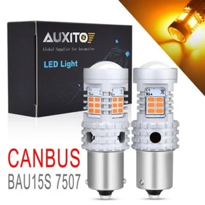 AUXITO 7507 PY21W BAU15S Turn Signal Light Bulb Lamp Amber Yellow CANBUS 3000K - Foto 1 di 6