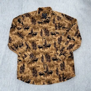 VINTAGE Woolrich Shirt Adult Medium Button Up Dark Wheat Whitetail Deer Mens M - Picture 1 of 10