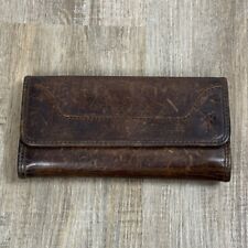 FRYE Melissa Continental Snap Leather Wallet Brown Patina Distressed
