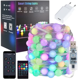 Intelligent Lichterkette LED Kugel Partylichterkette Innen Garten +Fernbedienung - Bild 1 von 19