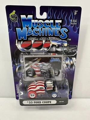 Rare Muscle Machines Stars & Stripes ‘33 Ford Coupe Chase Red White Blue  - Image 1 of 3