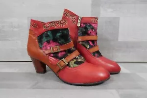 Womens Laura Vita Multicolour Ankle Boots UK 6 EU 40 Side Zip Buckle - Picture 1 of 11