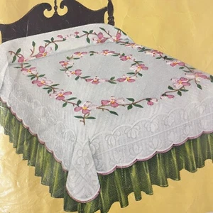 Vtg Bucilla Dogwood Blossoms Applique Quilt Kit Stamped 84" X 100" #1587 STARTED - Bild 1 von 23