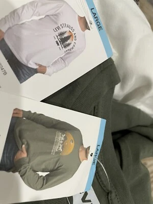 2 X Levi's Мужская футболка хлопок графический длинным рукавом хлопок повседневный моды Sz L США - Изображение 1 из 4