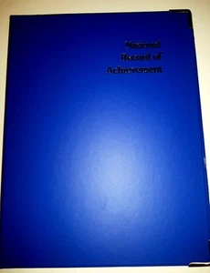NATIONAL RECORD OF ACHIEVEMENT PVC FOLDER IN BLUE LOOK PVC - SILVER PRINT - Picture 1 of 2
