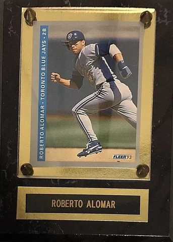 Vintage 1993 MLB Fleer '93 Roberto Alomar Toronto Blue Jays Plaque & Card Cover