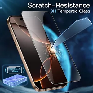 Für iPhone 16 15 14 Pro Max Hartglas Displayschutzfolie Bruchsicher Flims - Bild 1 von 14