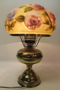 Puffy Glass Lamp with Brass Base - Picture 1 of 5