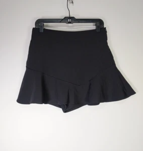 Zara Mini Skort Größe L groß schwarz seitlicher Reißverschluss gefüttert gebunden Taille - Bild 1 von 8
