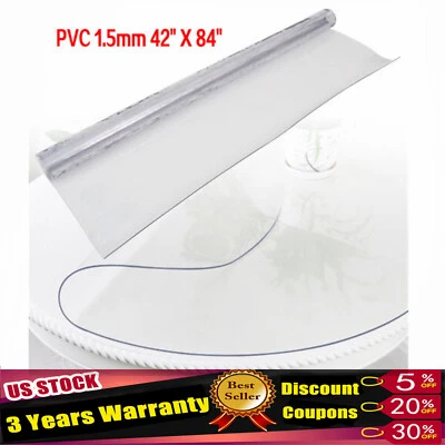 42"X84" 1.5mm Thick Clear PVC Table Protector Cover Mat Tablecloth Table Protect - Image 1 of 4