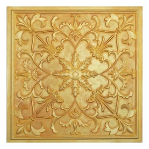 Piastrelle soffitto in latta vintage in rilievo pannelli decorativi 3D PL70 oro 10 pz/lotto - Foto 1 di 23
