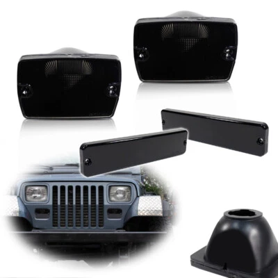 4X Smoke Lens Side Marker Lamp+Turn Signal Light For Jeep 1987-1995 Wrangler YJ - Изображение 1 из 4