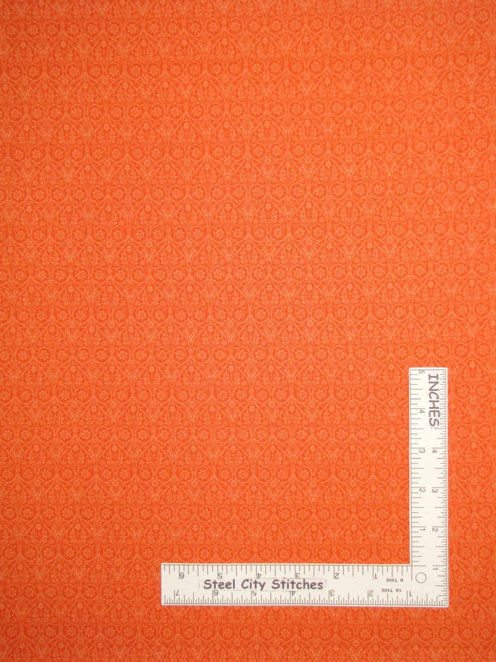 Tela de algodón belga floral geométrica naranja #6712 Northcott por yarda Foto 1 de 1