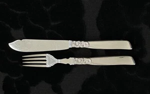 Cuchillo y tenedor de 2 piezas Oneida Community, South Seas Fish Eaters, plateado EPNS - Imagen 1 de 4