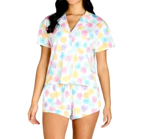 Way To Celebrate Womens Conversation Hearts 2 Piece Pajama Top & Shorts Set XL - Picture 1 of 11