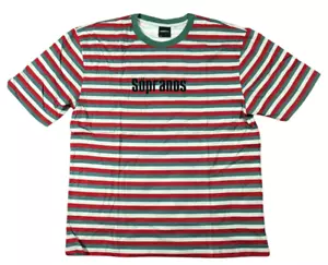 T-shirt uomo The Sopranos TONY HBO TV ROSSO a righe Logo ricamato S M L XL 2X - Foto 1 di 5