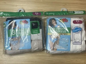 6 Pack Women's Plus Fruit of The Loom Cotton Bikinis Size 7/L 100% Cotton - Picture 1 of 5