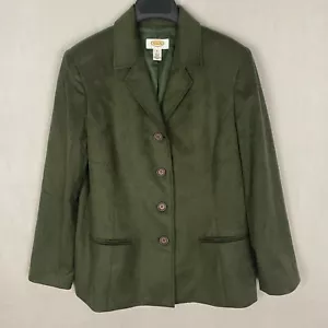 Vintage Talbots Petite Women's Chore Jacket Coat Size Green Pockets Polyester - Picture 1 of 16
