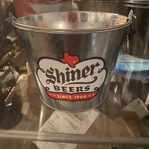 SHINER Beers Spoetzl Brewery Texas Metal Ice Bucket 2 Sided Man Cave Tailgate - Picture 1 of 4