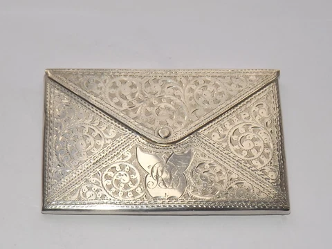 EDWARDIAN STERLING SILVER CARD CASE, ENVELOPE CARD CASE, BIRMINGHAM 1906 Cover