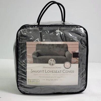 "FUNDA DE SOFÁ DE DOS PLAZAS HUNTINGTON HOME AJUSTADA SE ADAPTA A LA MAYORÍA DE 70"" GRIS OSCURO TEXTURIZADO SUAVE" Foto 1 de 4