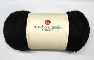 1 Skein Studio Classic by Nicole Black 7 oz 372 yds Soft Acrylic - Picture 1 of 5