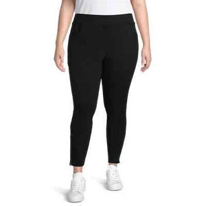 Terra & Sky Women's Ponte Black Pant Ankle Zipper Wide Elastic Waistband 4X - Picture 1 of 9