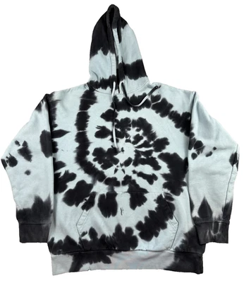 Pulôver masculino com capuz Zine grande preto cinza tingido bolso canguru streetwear - Imagem 1 de 4