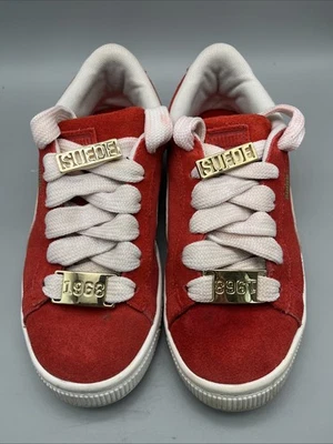 Puma Suede Classic 1968 Gold Tag Red & White Sneaker Shoes Size 2C - Image 1 of 4