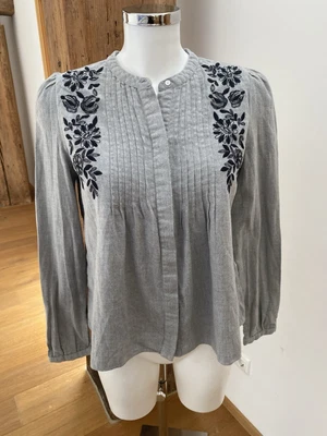 Zara Trf Tunika Shirt Bluse Stickerei Boho zu Jeans Hose Rock Gr. S Grau  - Bild 1 von 4