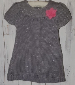 Vestido Suéter Cherokee Gris Rosa Flor Manga Corta Talla 18 Meses 12-18 *S25 - Imagen 1 de 5