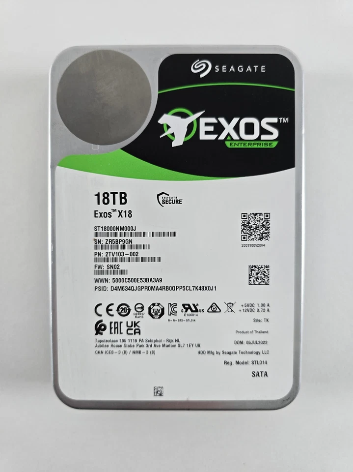 Seagate Exos 18 18TB ST18000NM000J-2TV103 18TB Sata HDD nur 127h - Bild 1 von 1
