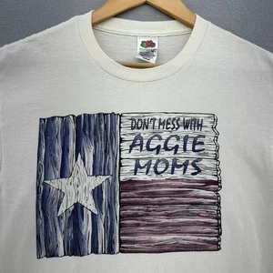 2003 Don't Mess With Aggie Moms Texas Flag T-Shirt Medium VTG Y2K A&M College - Picture 1 of 8