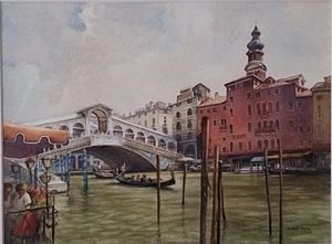 "Ponte De Rialto", Venice, A watercolour by David Paris Craig, VGC, NDD - Picture 1 of 21