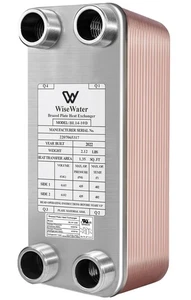 Intercambiador de Calor de Placas, 3"x8" 10 Placas Intercambiador de Calor Agua a Agua, Cobre/S... - Imagen 1 de 6