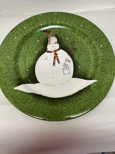 Sakura Ersatz Snowmate Schneemann Steingut grün Abendessen Salatteller - Bild 1 von 3